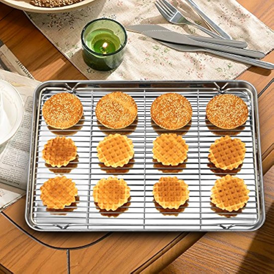 HKJ - Juego de bandejas grandes para hornear para horno
