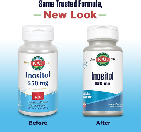KAL Polvo de Inositol 550mg, Salud Cerebral, 102 Servings