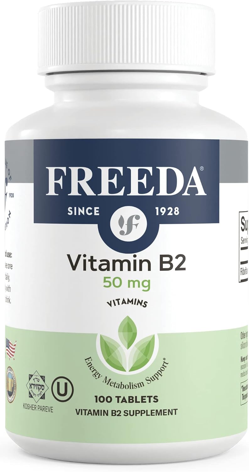 Freeda B2 Vitamina Riboflavina 50mg – Energía y Nervios – Kosher, Vegan (100)