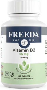 Freeda B2 Vitamina Riboflavina 50mg – Energía y Nervios – Kosher, Vegan (100)
