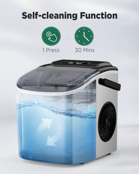 Máquina de Hielo Silonn, 9 Cubos en 6 Min, Auto-Limpieza