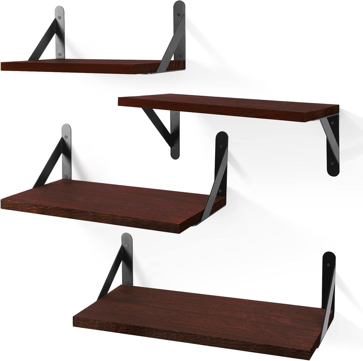 Estanterías Flotantes YGEOMER, Madera, Set de 4 Tamaños Variados