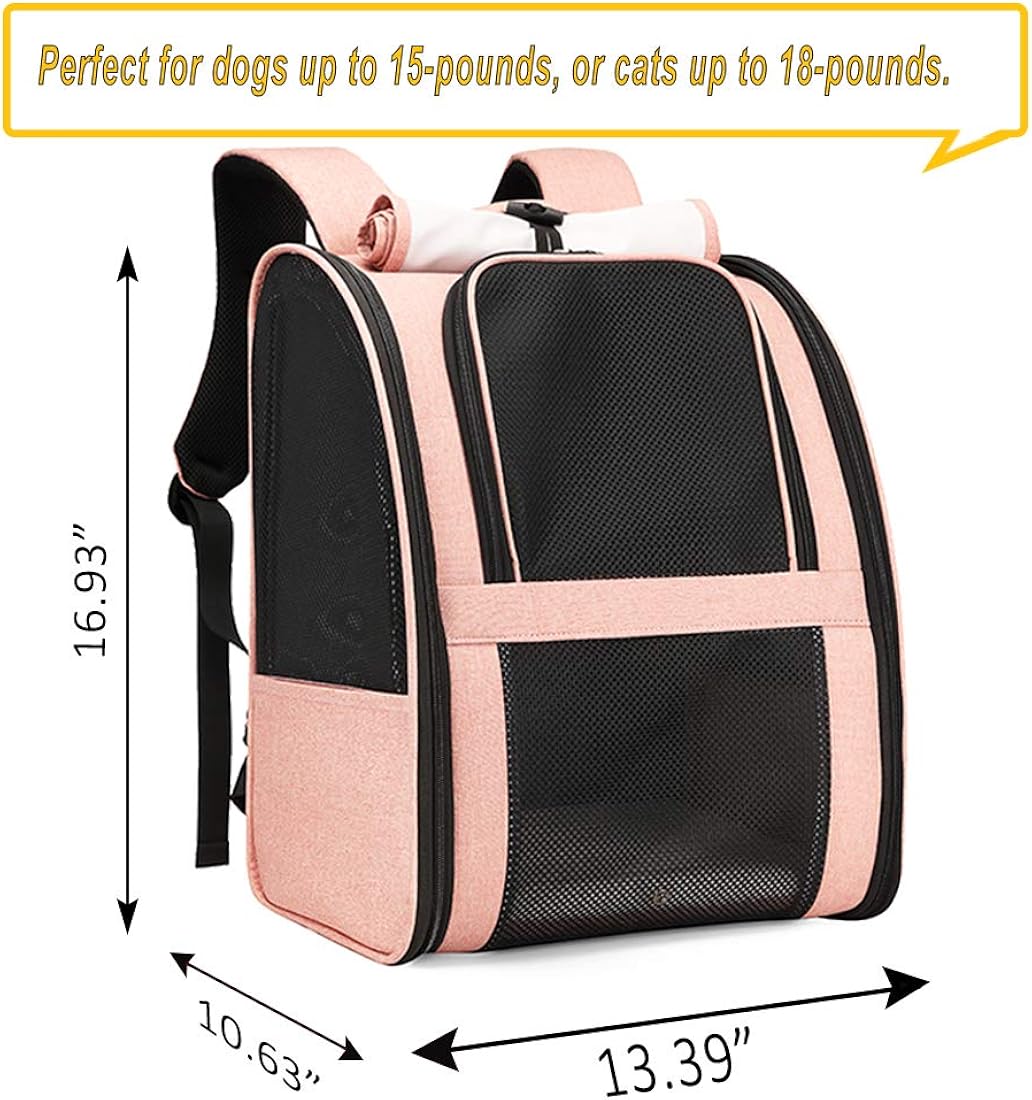 Mochilas para transporte de gato color rosado