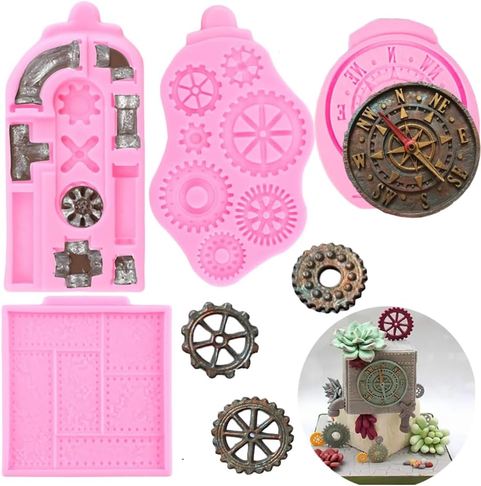 Moldes de fondant vintage en relieve 4 piezas de moldes