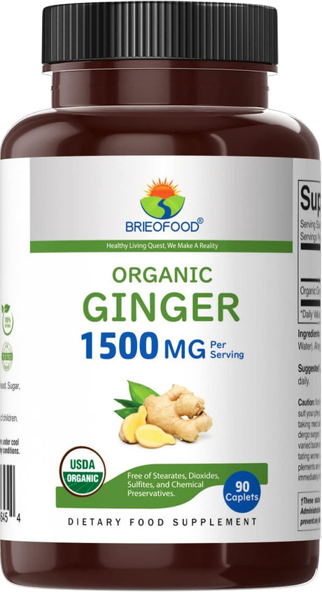 Suplemento Jengibre orgánico 1500 mg, 45 porciones 90 table