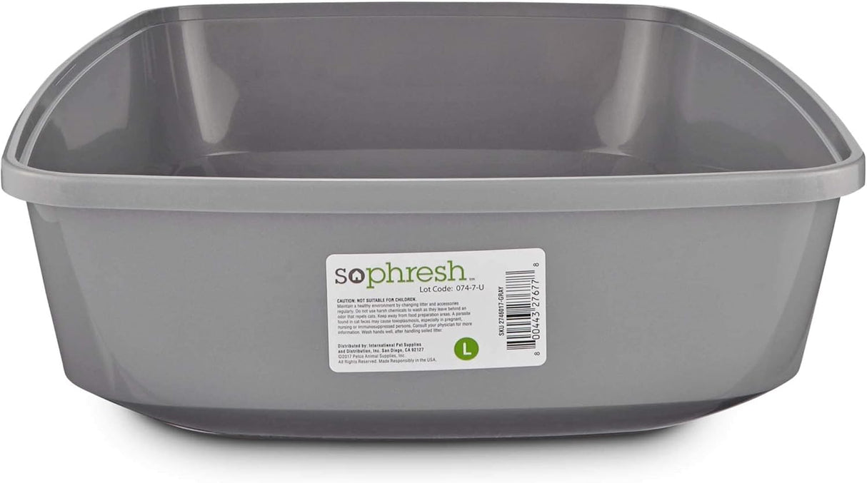 Caja de arena gris abierta para gatos grande So Phresh