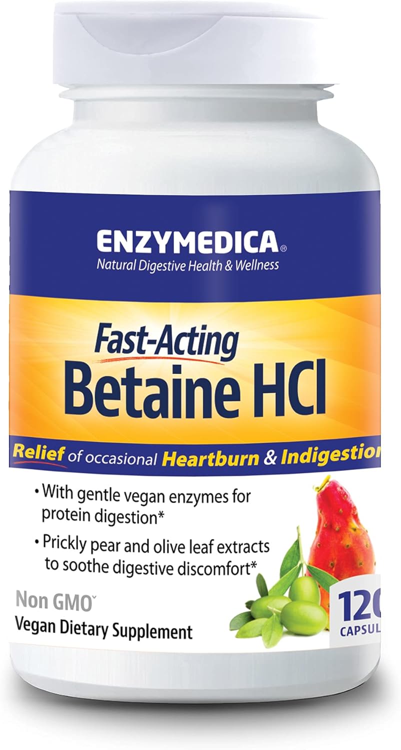 Suplemento Enzymedica, Betaine HCl soporte estomacal 120 cap