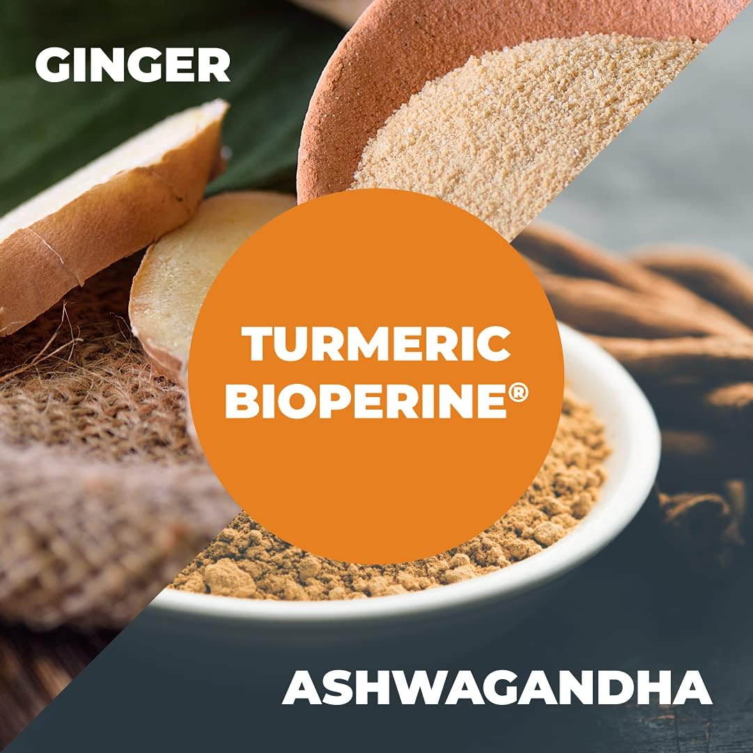 Suplemento con Curcumina, Jengibre, Ashwagandha y BioPerine