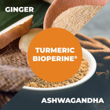 Suplemento con Curcumina, Jengibre, Ashwagandha y BioPerine