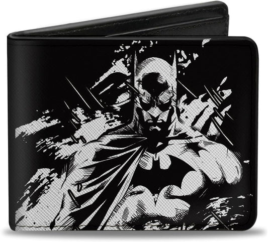 Billetera bifold, piel vegana, Batman Dark Knight y Joker sonriente