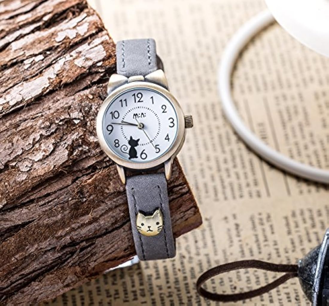 Reloj de pulsera de cuarzo correa de piel suave para niñas