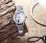 Reloj de pulsera de cuarzo correa de piel suave para niñas