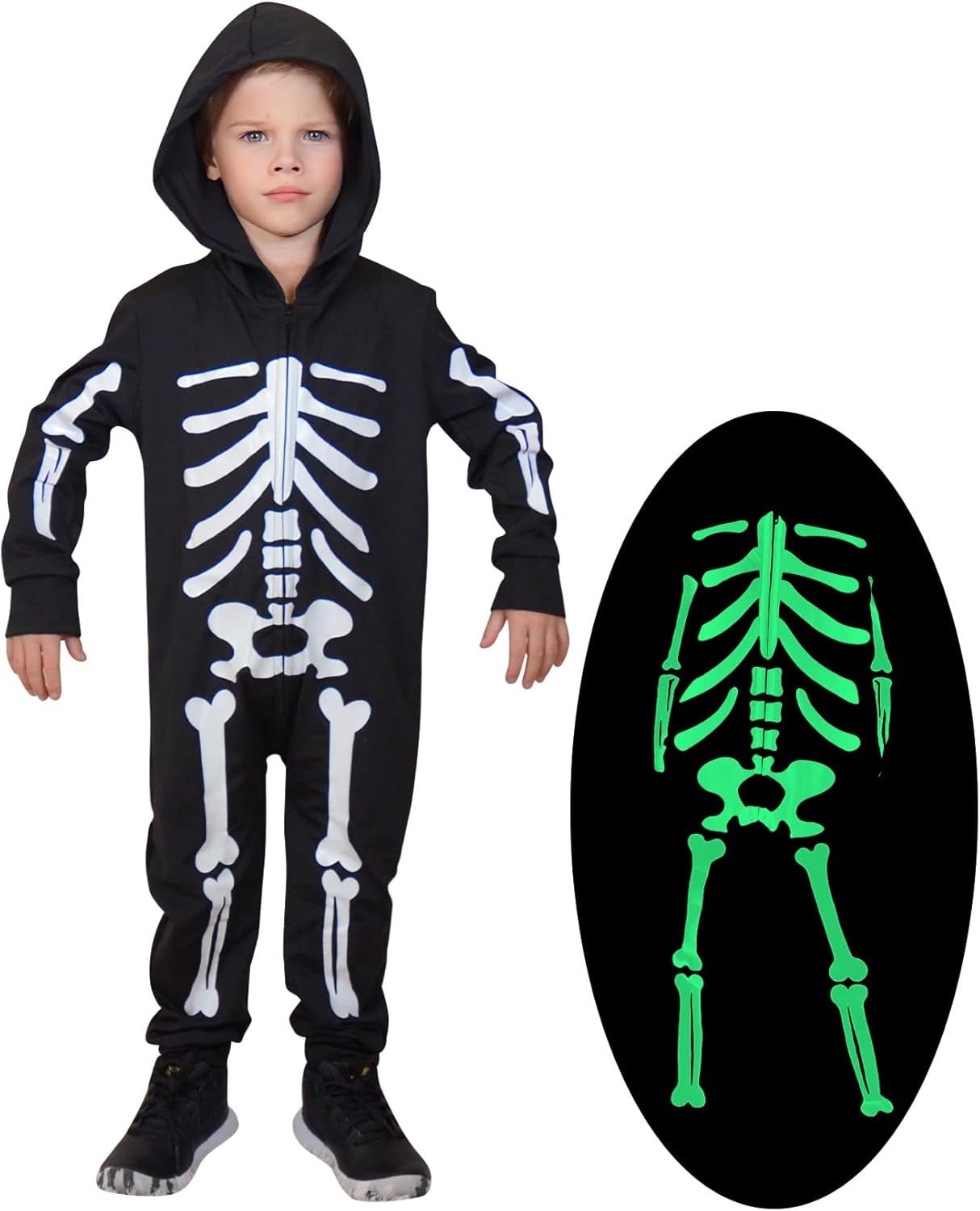 Disfraz Halloween Niños Enlifety Traje Esqueleto Brillo 1-8T