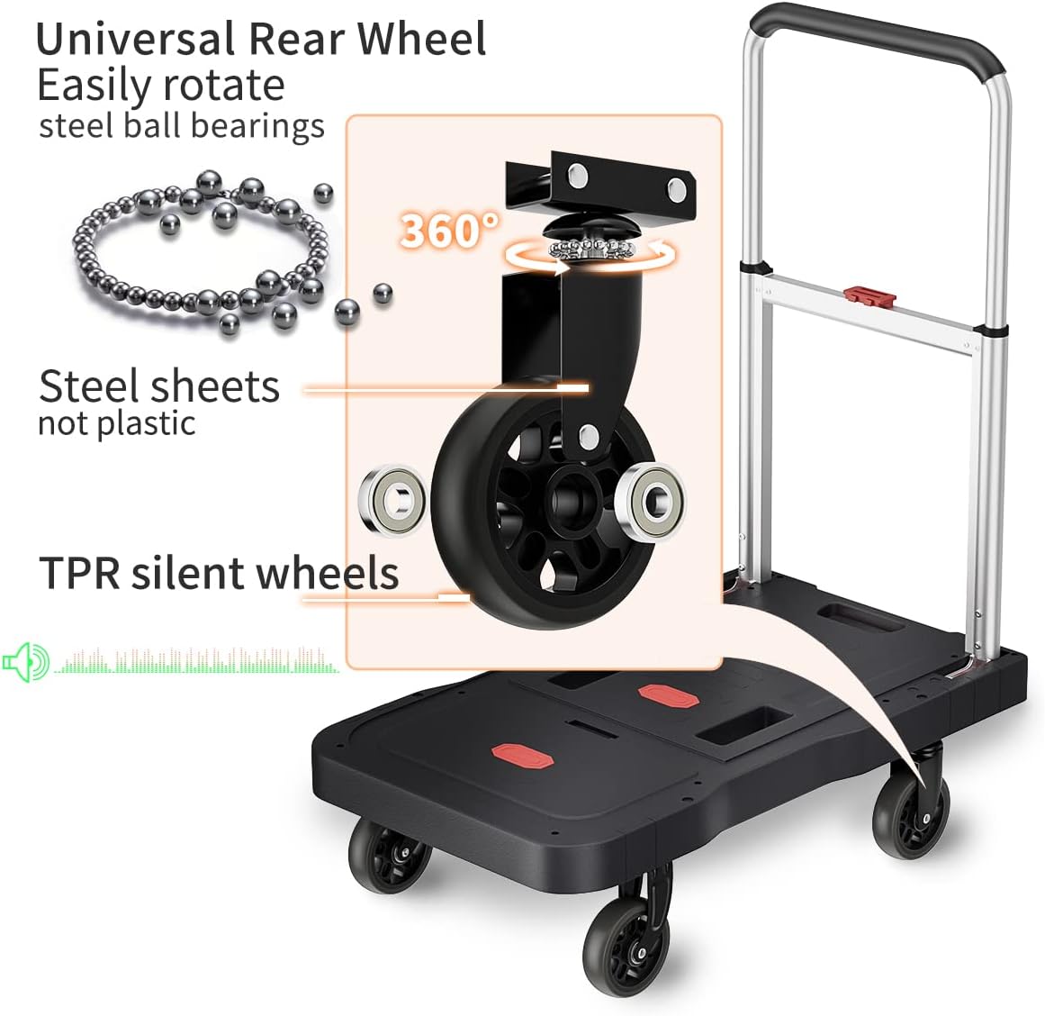 Carretilla Plegable 330 lbs - Carro Portátil para Carga Pesada