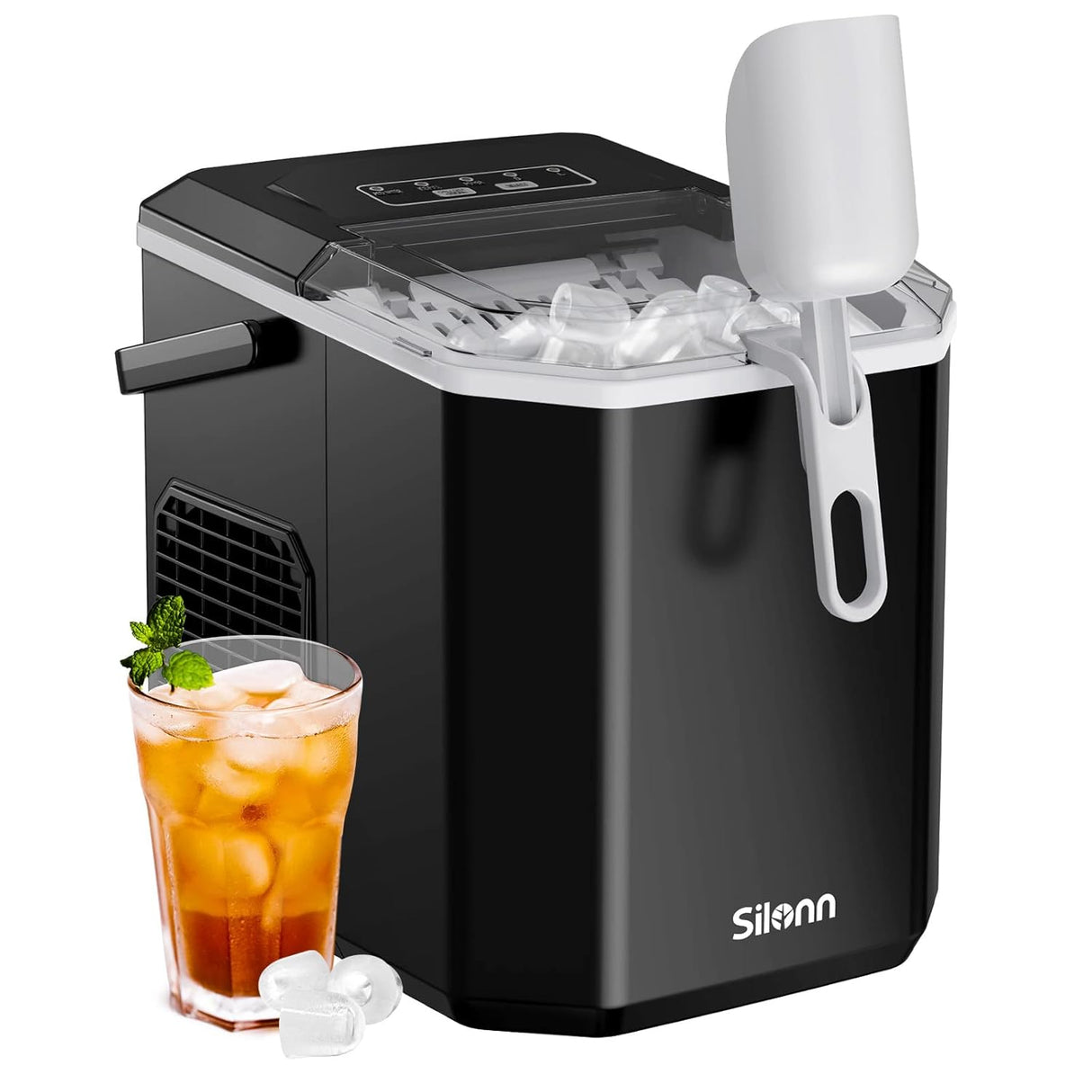 Máquina de Hielo Silonn, portátil, 26 lbs/día, auto-limpieza