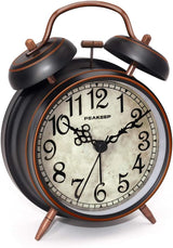 Reloj despertador retro a pilas con campanas dobles, modelo 4