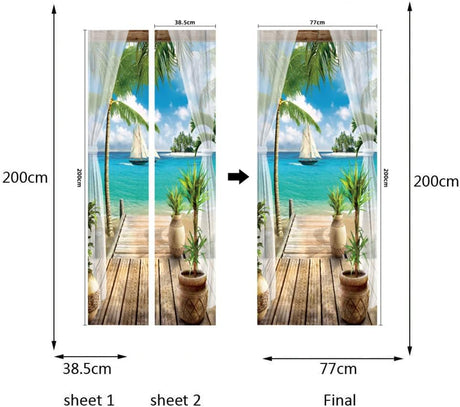 MUMOHO Mural de puerta 3D para puerta de oficina, decoración de interiores, dormitorio, sala de estar, baño, decoración de casa, 30.31 pulgadas 78.74 pulgadas