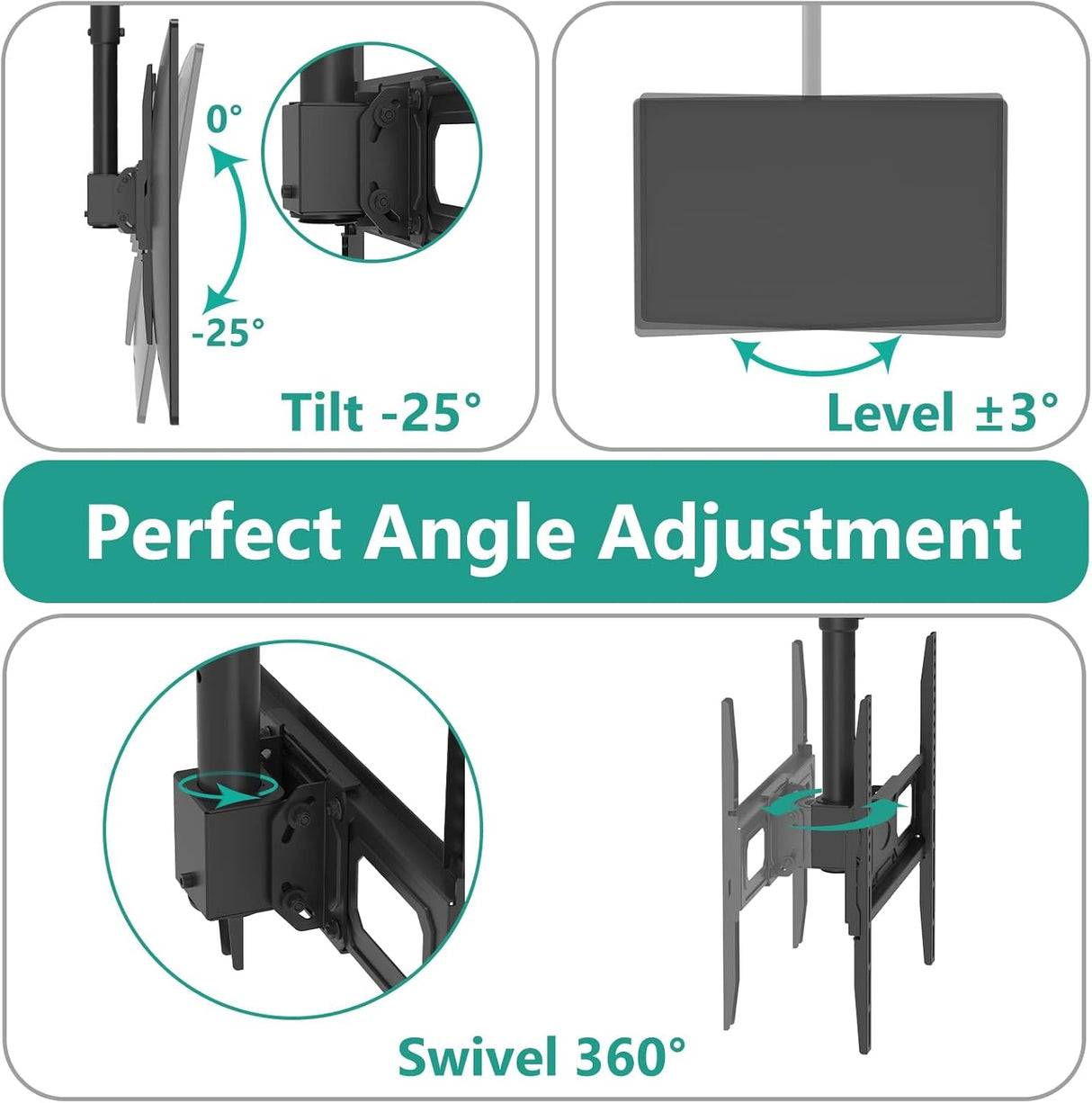 WALI Soporte de techo para TV montaje ajustable