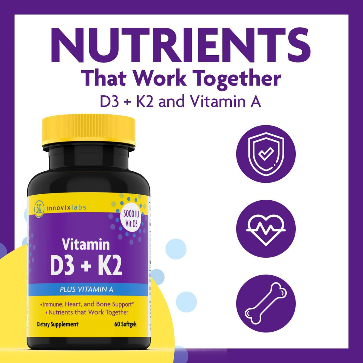 InnovixLabs Vitamina D3 K2 5000 IU 60 Cápsulas