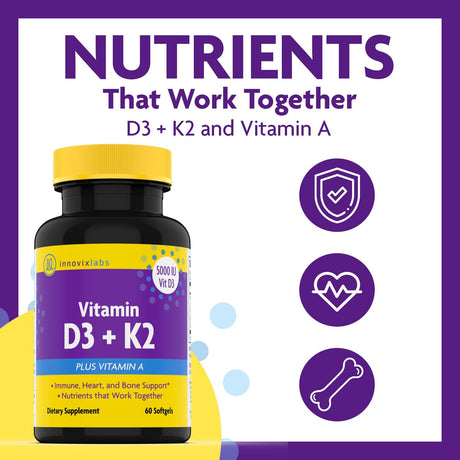 InnovixLabs Vitamina D3 K2 5000 IU 60 Cápsulas