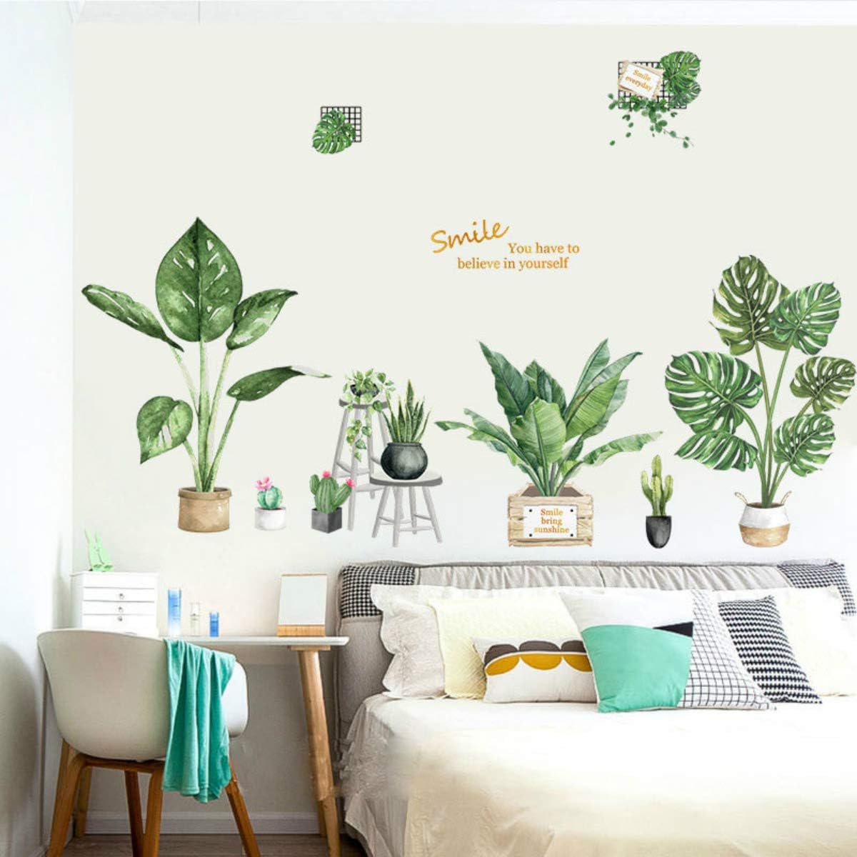 Stickers de Plantas Verdes para Paredes, Decoración Tropical