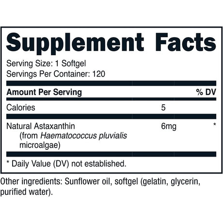 Suplementos Alimenticios  Astaxantina Sin gluten y sin OGM