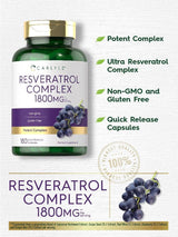 Suplemento Carlyle de resveratrol 1800 mg 180 cápsulas