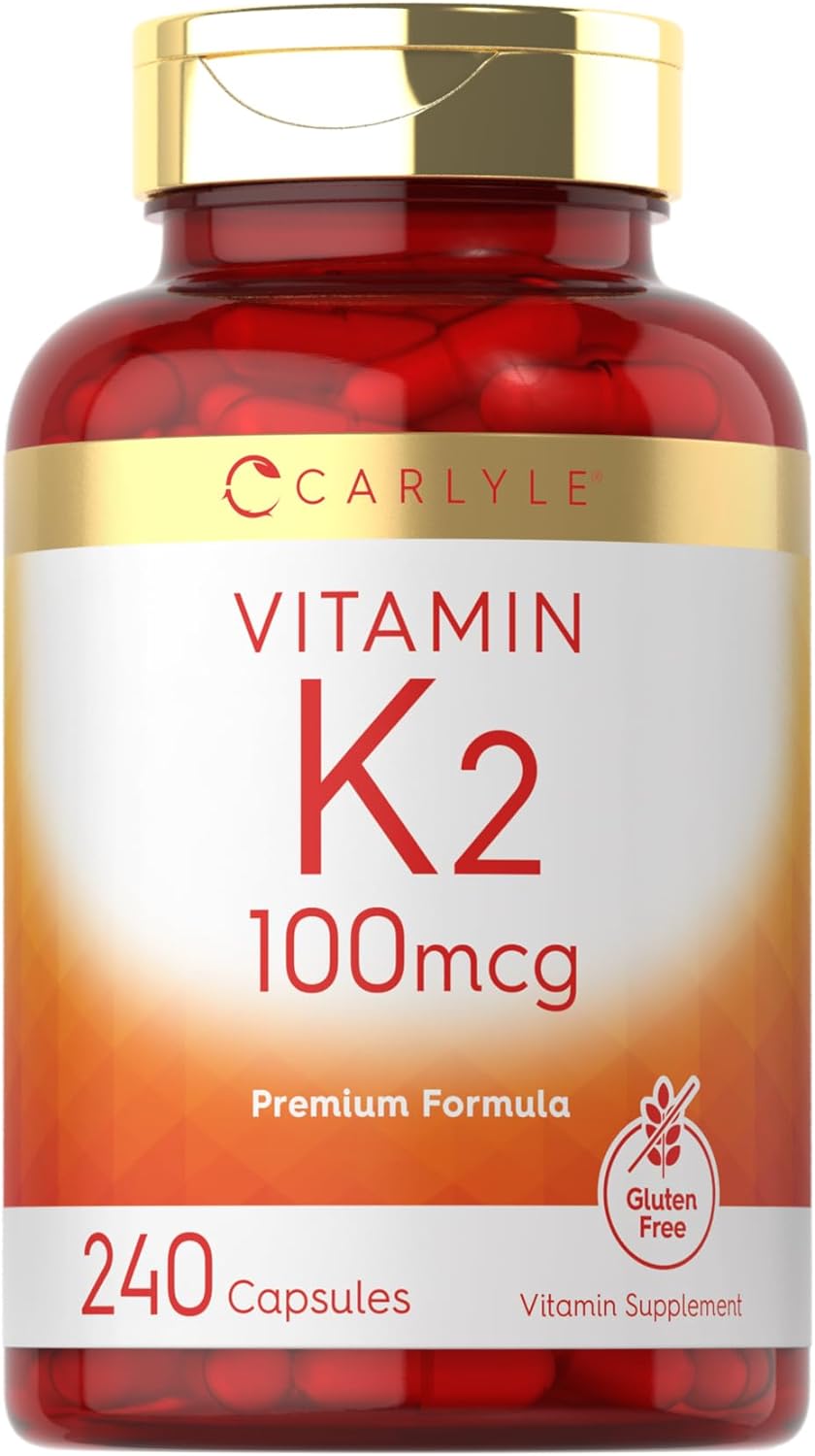 Suplemento de Vitamina K2 Carlyle 100 mcg, 240 cápsulas