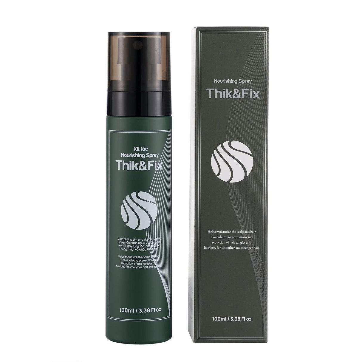Thik&amp;Fix Spray para el crecimiento del cabello, spray para engrosar el cabello para hombres y mujeres, aumenta el volumen y la textura, humecta el cuero cabelludo y el cabello, reduce los enredos (3.38 onzas líquidas)