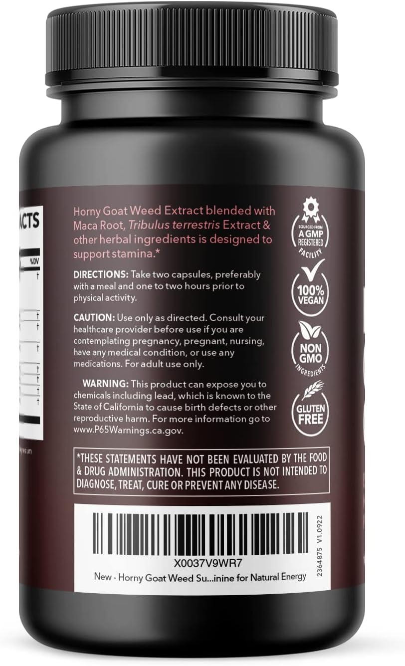 Suplemento Horny Goat Weed para él y ella  con raíz de maca
