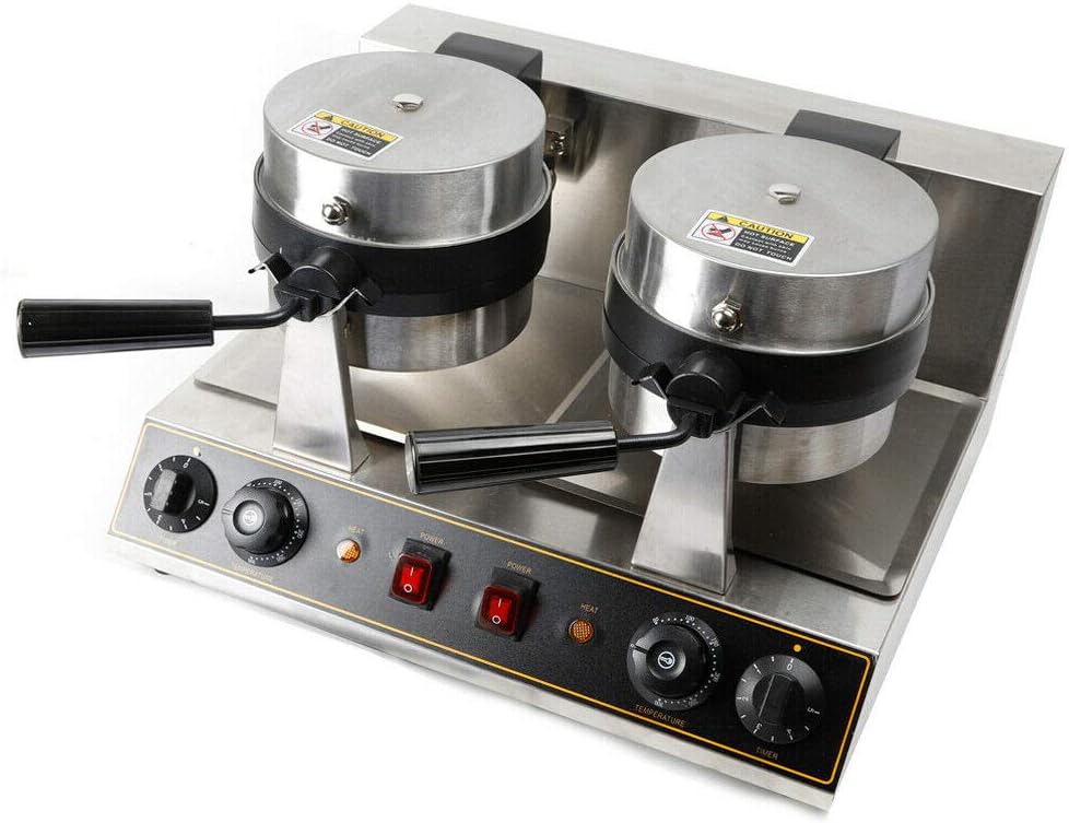 Máquina de Waffles Doble Cabeza 2600W Acero Inoxidable