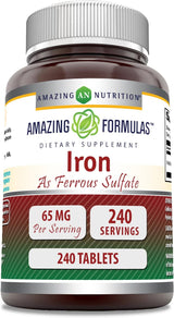 Suplemento Hierro como sulfato ferroso 65 mg 240 tabletas