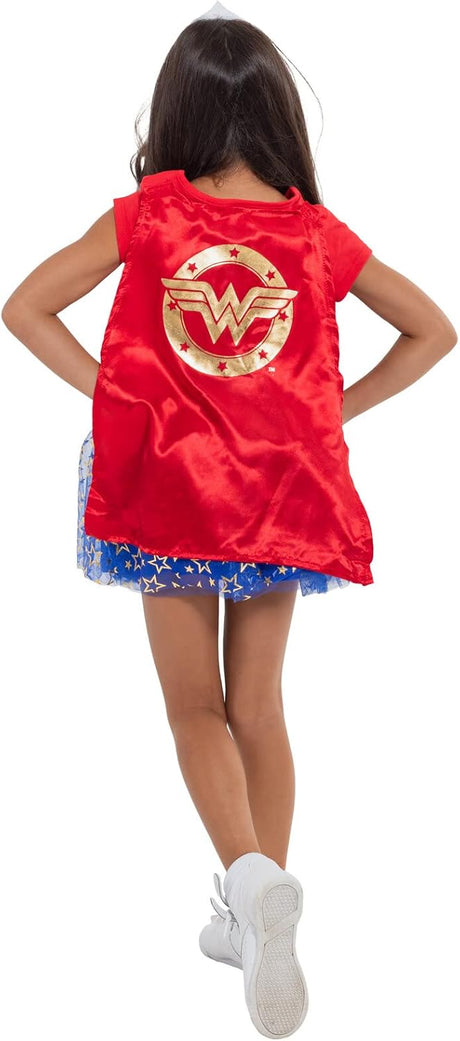 Disfraz Wonder Woman DC Comics Con Falda y Capa para Niños