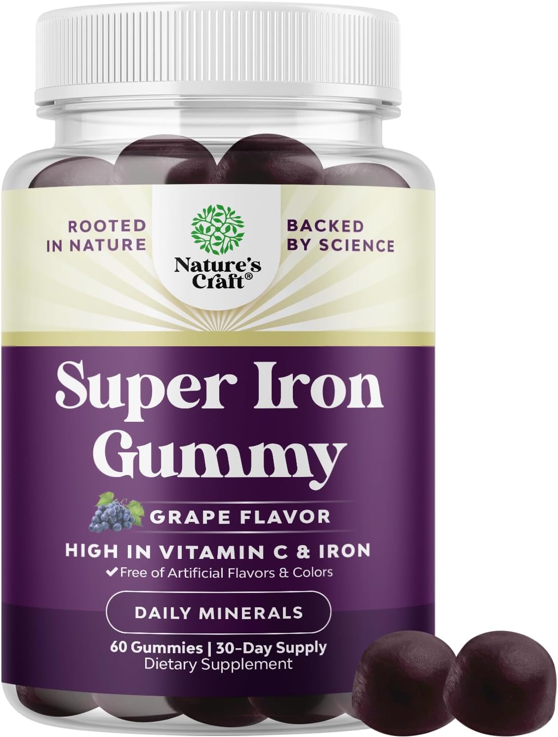 Suplemento gomitas de hierro suave para mujeres y hombres