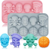Molde de Silicona Halloween, 2 Cavidades, Calaveras y Cerebros