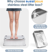 Caja de arena para gatos de acero inoxidable Suzzipaws