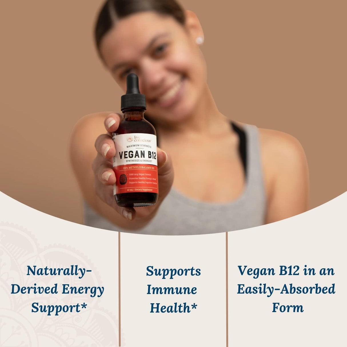 Gotas sublinguales de B12 vegano Live Conscious 5000mcg