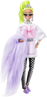 Muñeca Barbie Extra con accesorios y mascota, pelo neón