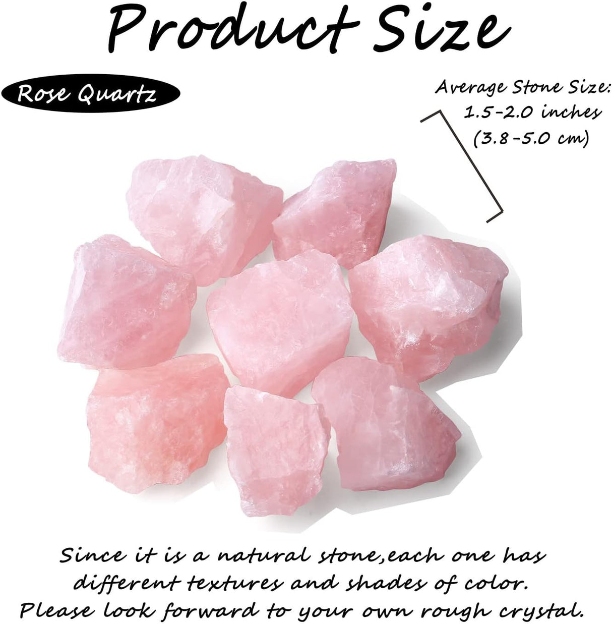 ZHIYUXI Cristal de cuarzo rosa de 2 in, cristales crudos