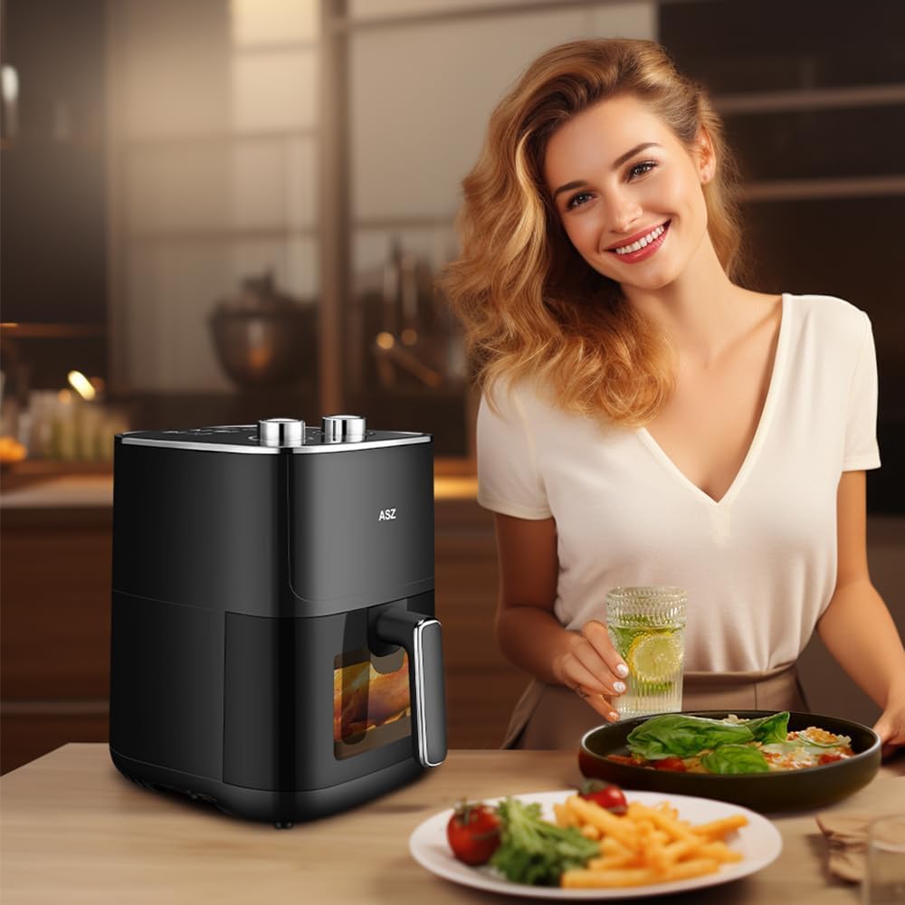 Freidora de aire ASZ 5qt 1400W, 4.7L, temporizador 60s