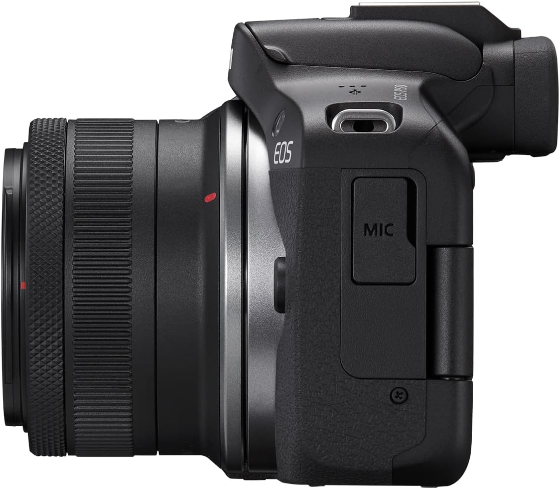 Canon Cámara de vlogging sin espejo EOS R50 (negro) con RF-S18-1.772 in F4.5-6.3 es lente STM, 24.2 MP, video 4K, detección y seguimiento de sujetos, compacta, conexión de teléfono inteligente, creador de contenido