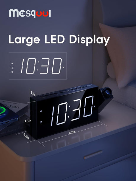 Reloj Despertador Digital Proyector con Vibrador y USB