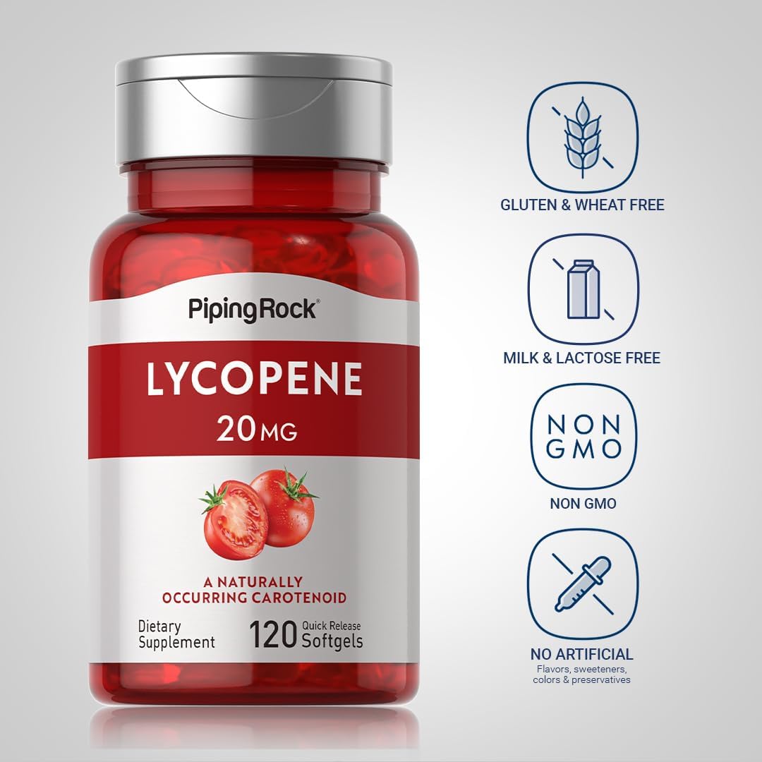 Suplemento de licopeno 20 mg 120 cáp Carotenoide sin gluten