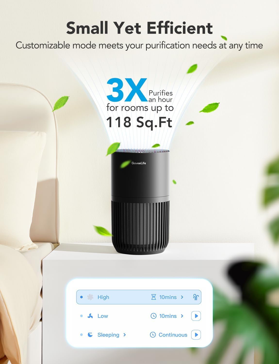 Purificador de Aire GoveeLife HEPA, Control Smart, Mini