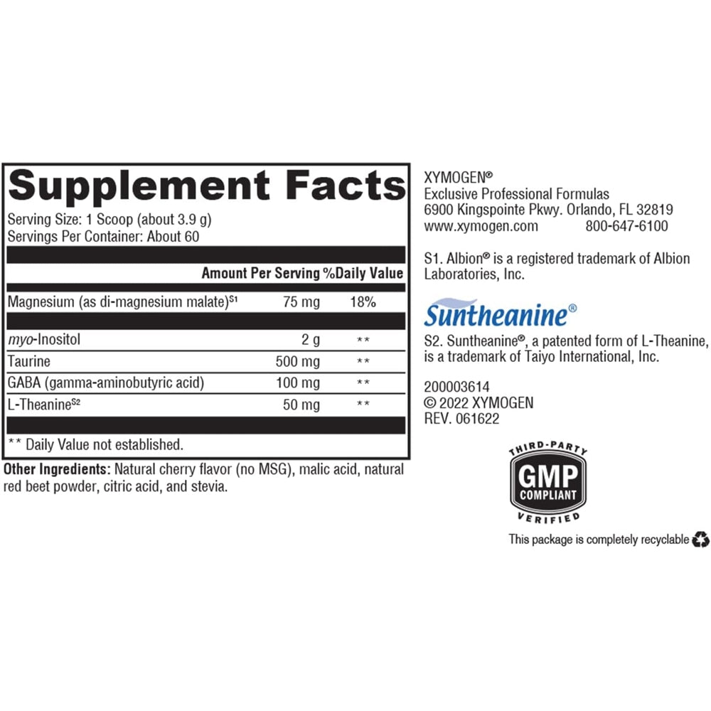 Suplemento Polvo de magnesio con mio-inositol  GABA L-teanin