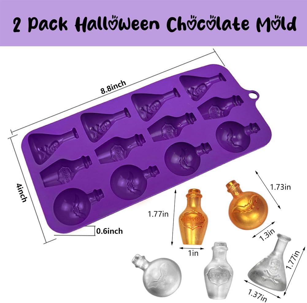 Moldes de Chocolate Halloween 3D, Silicona, 2 Piezas, Gummy