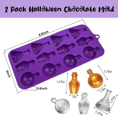 Moldes de Chocolate Halloween 3D, Silicona, 2 Piezas, Gummy