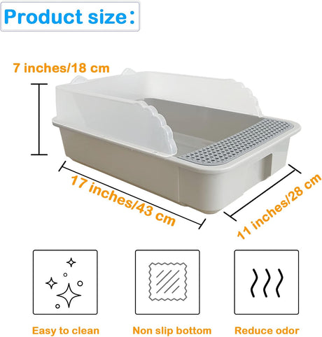 Caja de arena abierta para gatos con lado alto MUYG gris