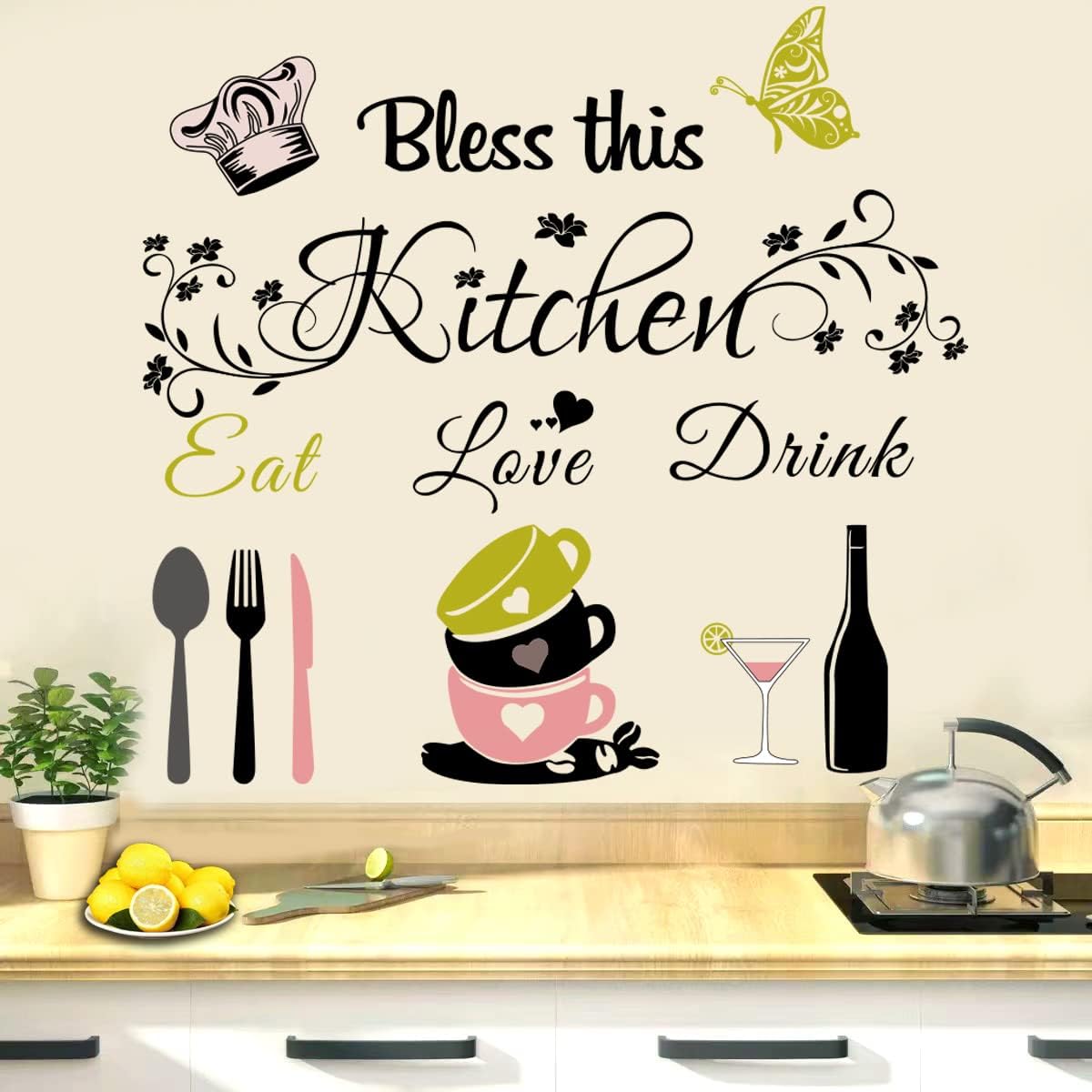 Vinilos Decorativos de Cocina, Frases Bless This Kitchen