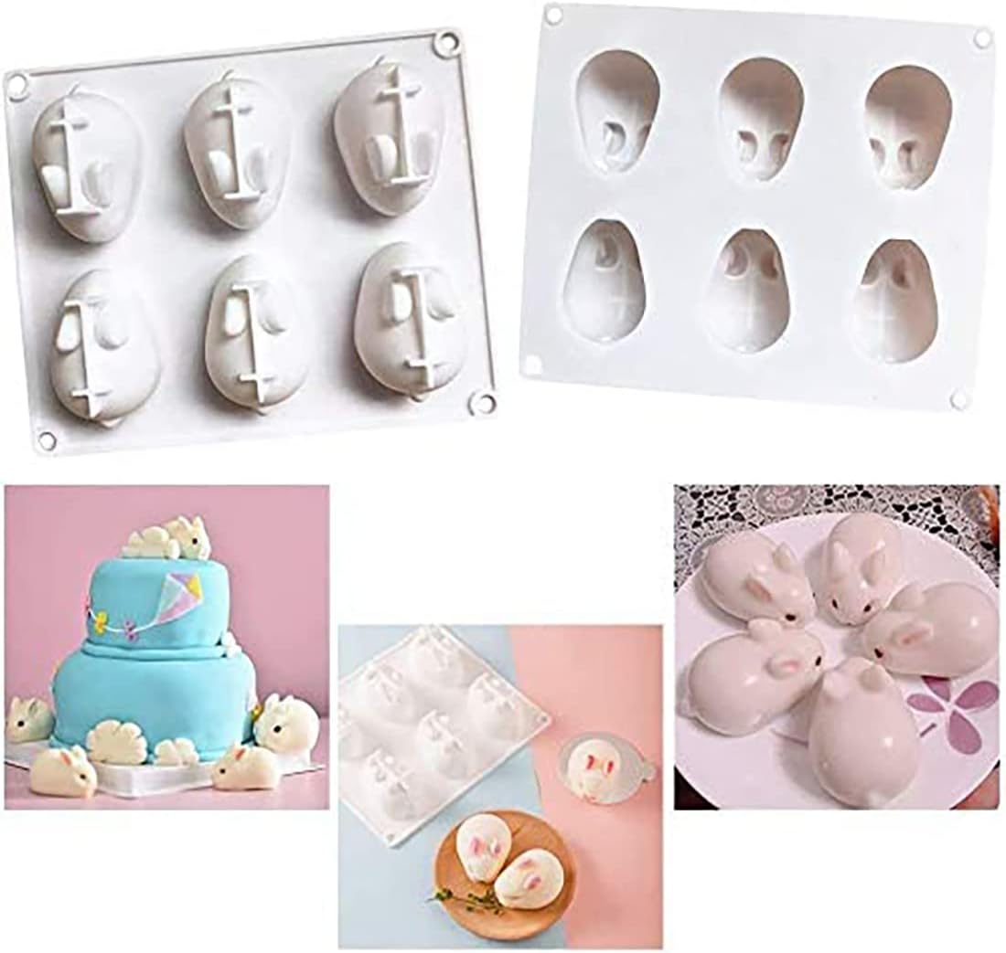 Moldes de Silicona para Conejos, 2 Piezas, 3D, Pastelería